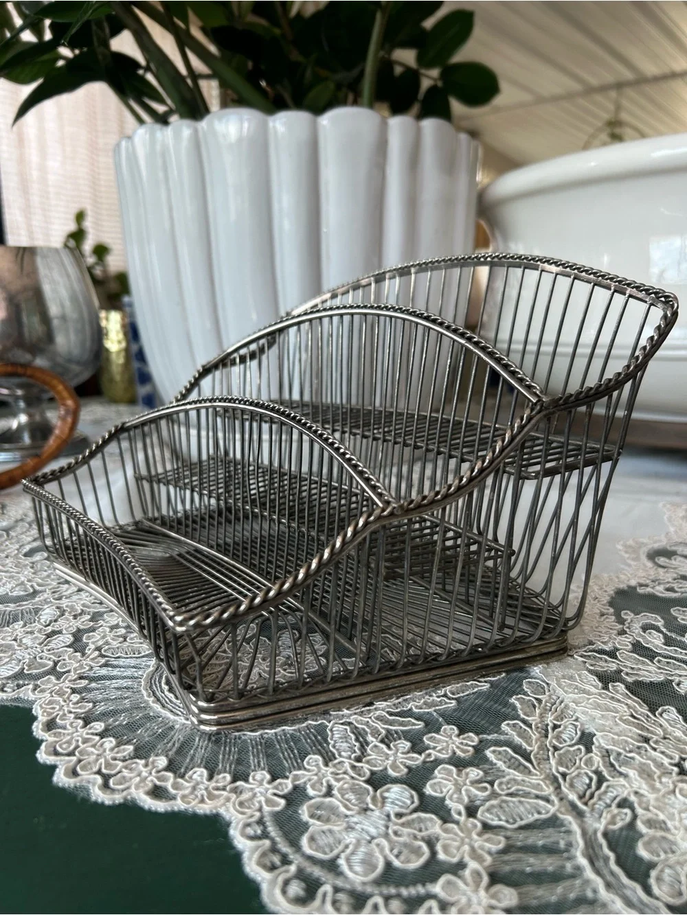 Vintage SILVER plated Letter Holder